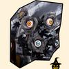 1/2/3Pcs Halloween Artificial Eyeball Flower with Black Maple Leaves Spooky Gothic Fake Silk Flower Home Table Centerpiece Faux Rose Decoration