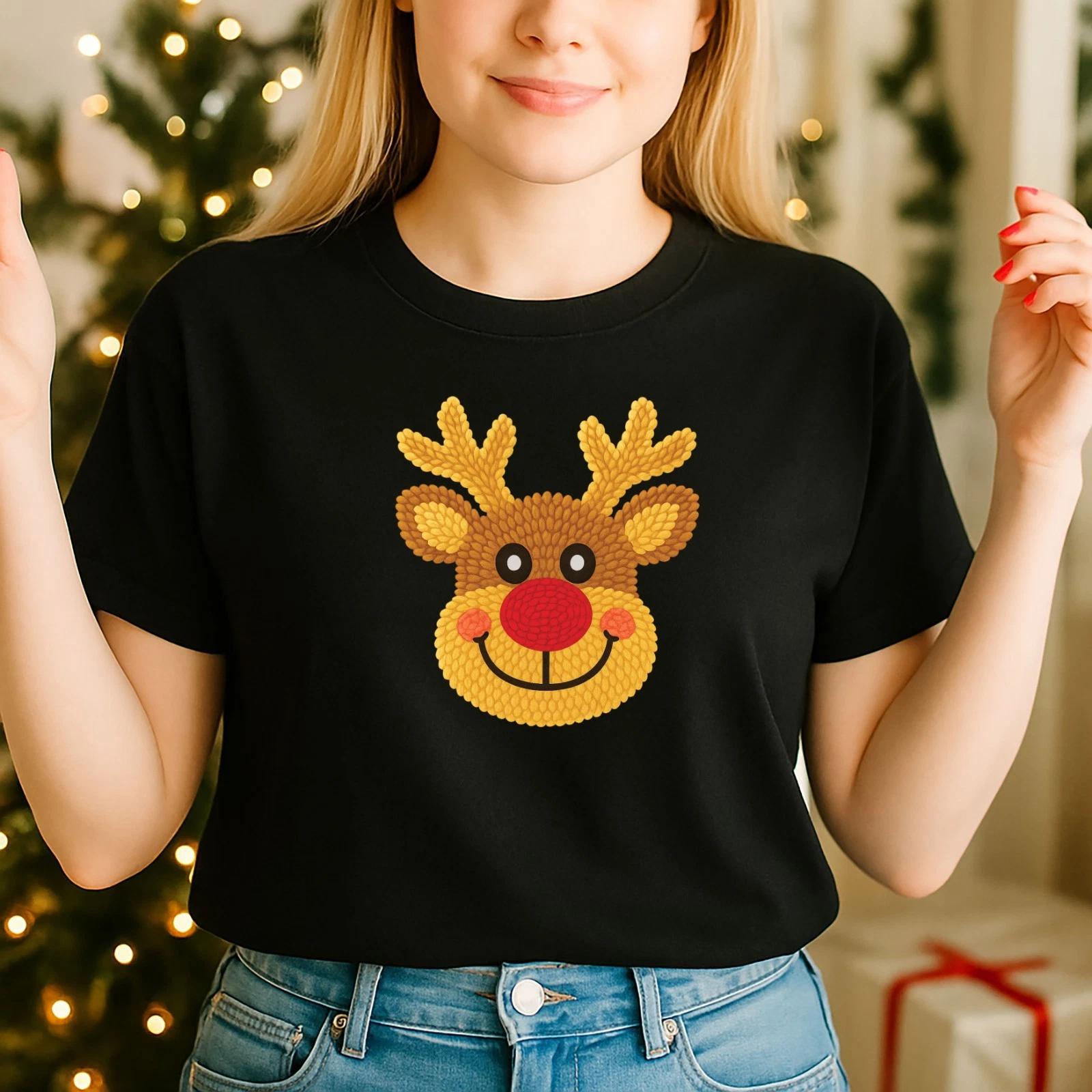 2025 Christmas unisex ,Night before Christmas ,DIF PRINTED, Happy Reindeer (CH) M