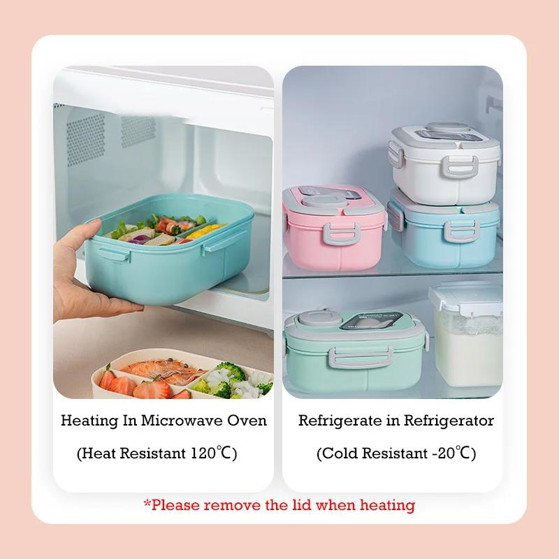 Lancheira portátil com alça 1200ML Caixa Bento selada de camada dupla para trabalhador de escritório Estudante Micro-ondas Aquecimento de recipientes de alimentos