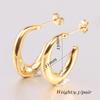 18K Gold U-Shaped Irregular Opening Stainless Steel Earrings - Simple Fashion