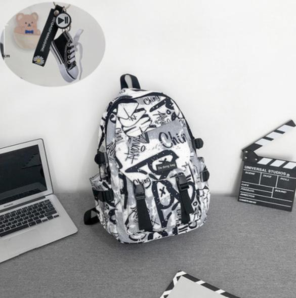 Schulrucksack trendige Marke Rucksack Herren Ins trendig cool große Kapazität Graffiti Rucksack Schüler Pendler Schulrucksack College-Studenten Reise Rucksack
