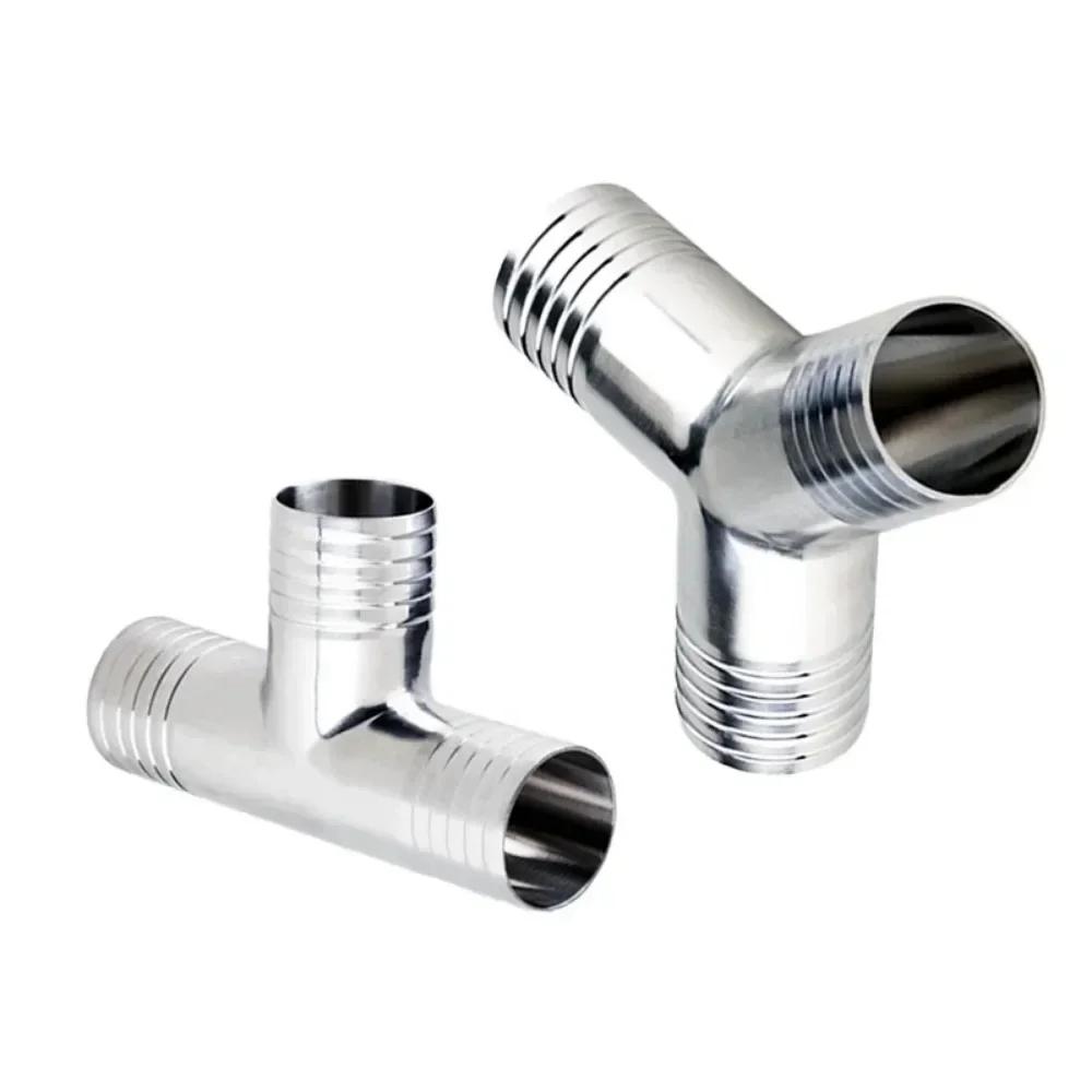 19 25 32 38 45 51 57 63 76 Mm SUS 304 Stainless Steel  Hose Barb Tail Y T Shape 3 Ways Sanitary Pipe Fitting Connector