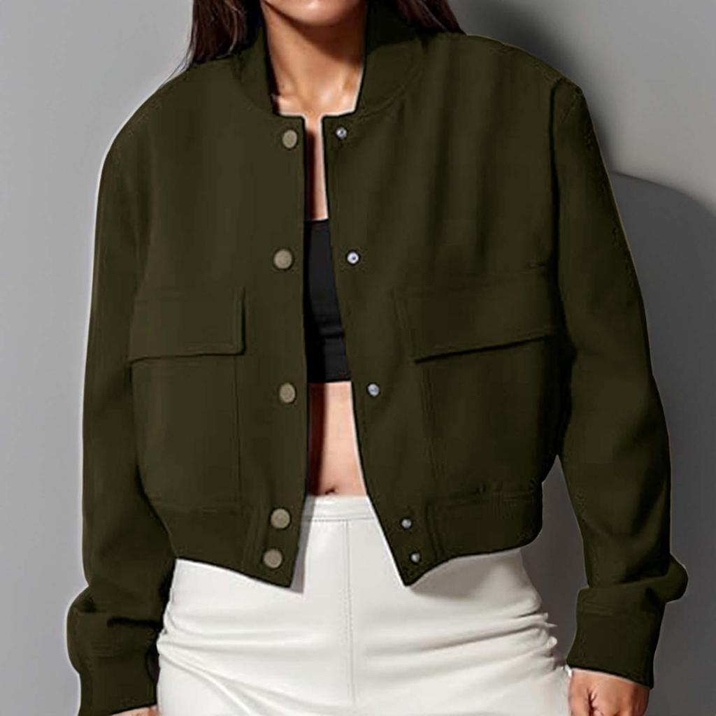 Spring Autumn Stand Collar Large Pocket Neutral Style Women's Jacket Coat Female Loose Full Sleeve Length