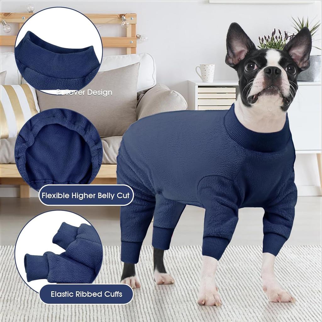 IECOii 4XL Dog Jacket, Dogs Fleece Sweaters with Long Sleeves, Warm & Stretchy Coat for Boy and Girl, Cold Weather Coat, Dog Pajamas for Large