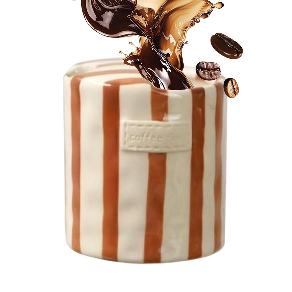 Ceramic Coffee Mug Non-Slip Heat-Resistant Ceramic Coffe Mug Striped Cup for Tea Milk Water Juice Home Camping Dorm Hotel