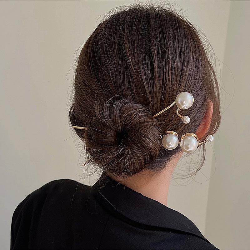 Fashion Women Simulated Pearl Hairpins Metal Barrette Clip Wedding Bridal Tiara Hair Accessories Wedding Hairstyle Design Tools