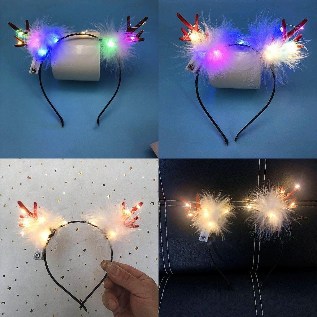 Christmas Reindeer Antlers Headband For Women And Adults With Luminous Warm Light And Cute Design