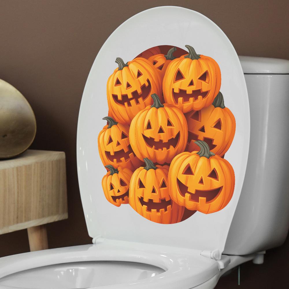 Halloween pumpkin bathroom toilet toilet atmosphere decoration stickers