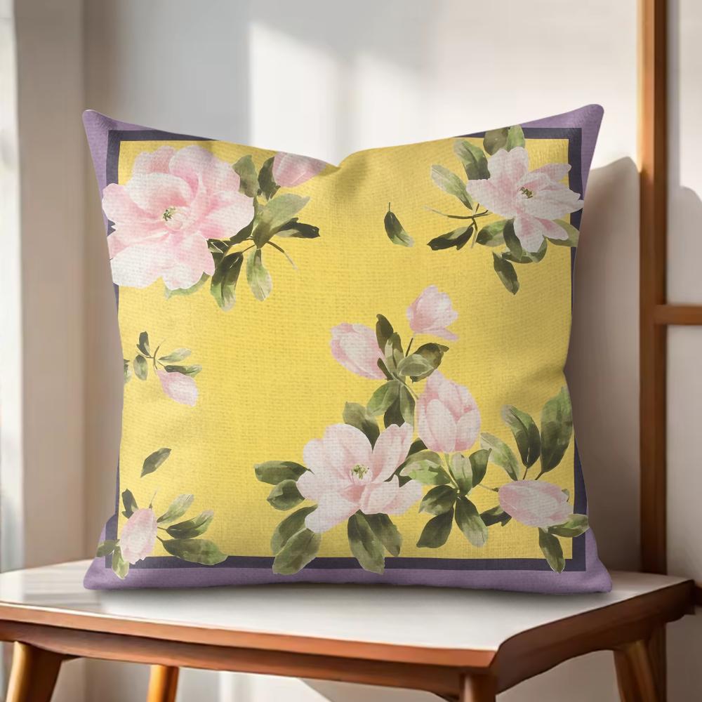 

Pink retro flowers Cushion Cover Natural Linen Organic Fabric DoubleSided Printing Couch Pillow Covers Home Decor 30x30cm