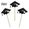 Hat Cake Decoration 6 Pcs Graduation Toppers, Mini Grad Cap Cupcake Black Burr-free Glitter Food Appetizer Picks for Class of 2026 Party Supplies