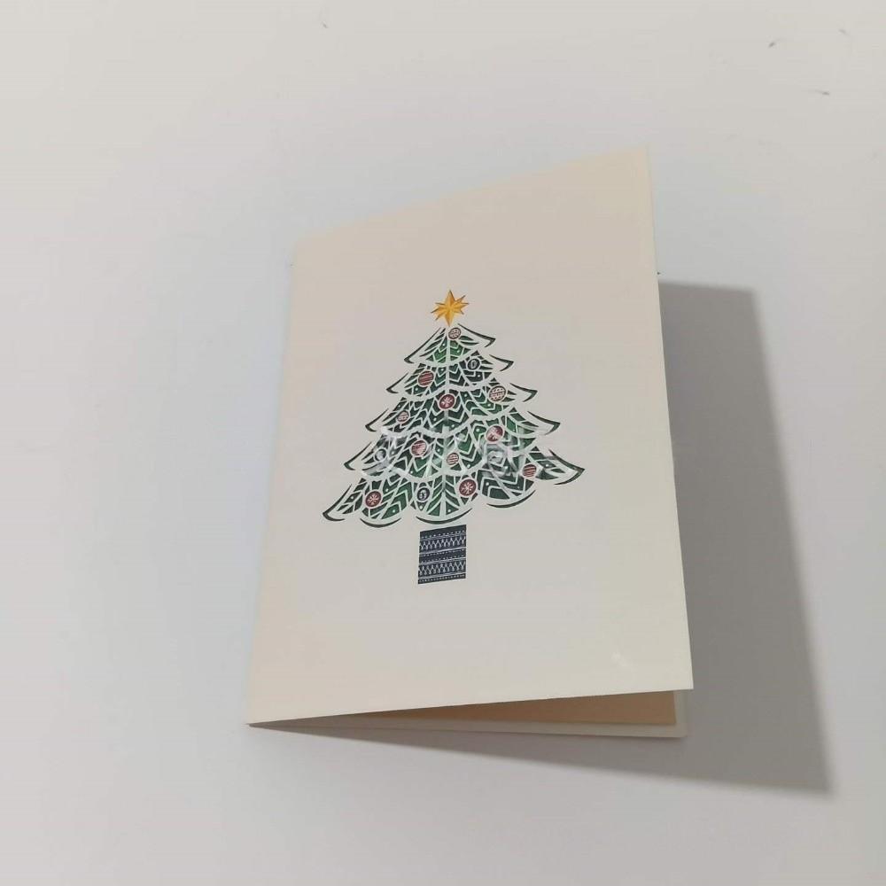 Colorful 3D Christmas Tree Card Hollow Out Xmas Invitation Card Christmas Greeting Card New Year