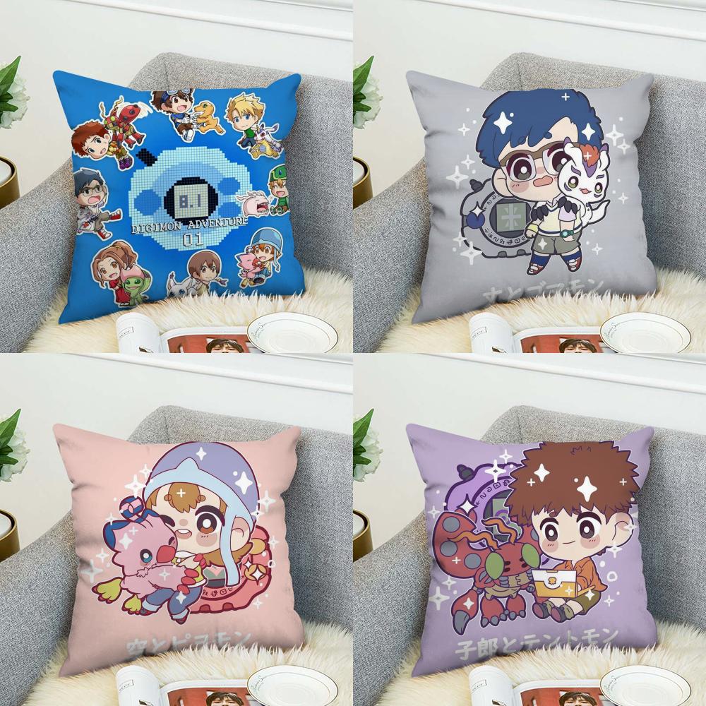 DDigimon Adventure Pillow Case For Car Sofa Decorative Home Doublesided Print Plush Square Throw Pillow Cushion Cover