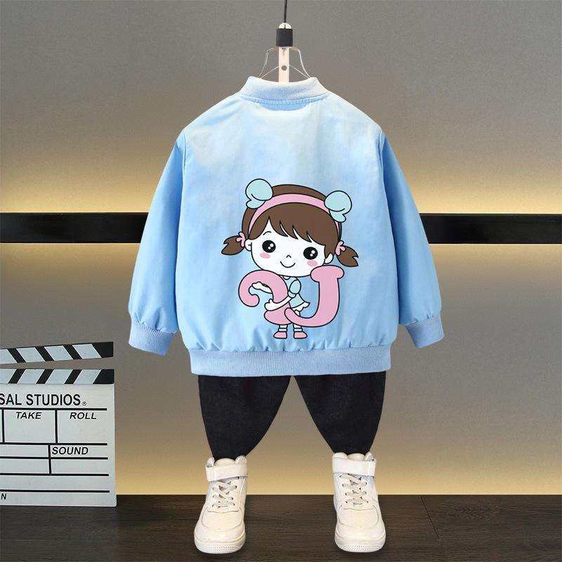 Chaqueta de primavera y otoño para niños y niñas, uniforme de béisbol con estampado de letras de oso de dibujos animados para niños de 4 a 12 años, ropa de abrigo deportiva