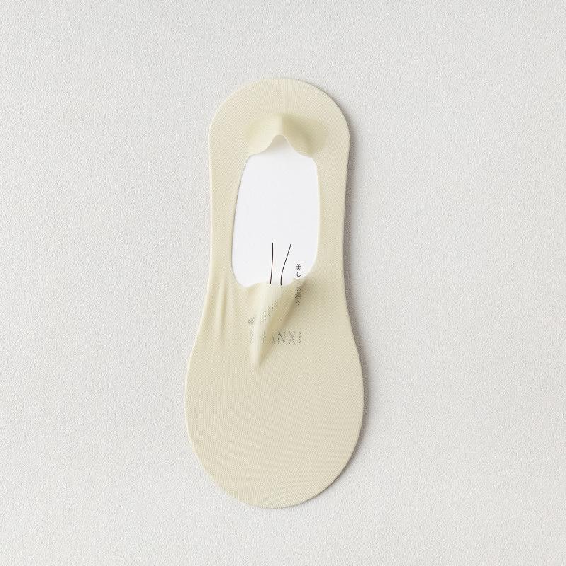 Summer Thin Boat Socks for Women, Solid Color, Versatile, Mesh Breathable, Shallow Mouth, Invisible Socks, Silicone Anti-drop, 100 Cotton Short Tube