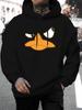 Unisex New Style  Duck Slogan Letter Print Casual Sweatshirt, Fashionable Drawstring Hoodie, Autumn/Winter Top, Comfortable and Versatile Long-Sleeve 