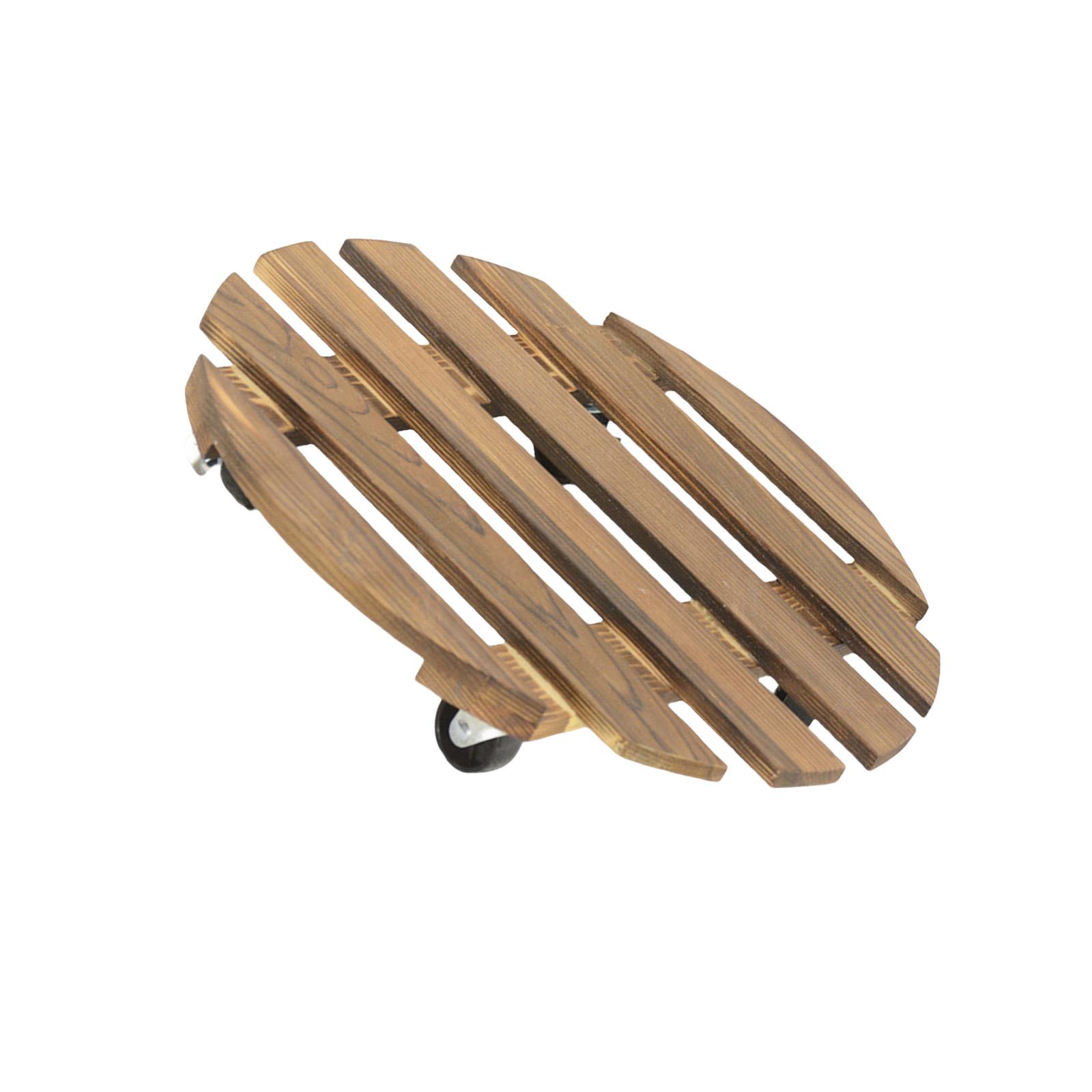 

Solid Wood Round Flower Pots Wood Holder with Wheels Planter Base Carbonized Wood Mobile Planter Base for Indoor S