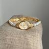New Retro Gold Small Roma Dial Women's Watch Y2K Luxury Design Pearl Girl Bracelet Watches Elegant Ladies Quartz Wristwatch Gift