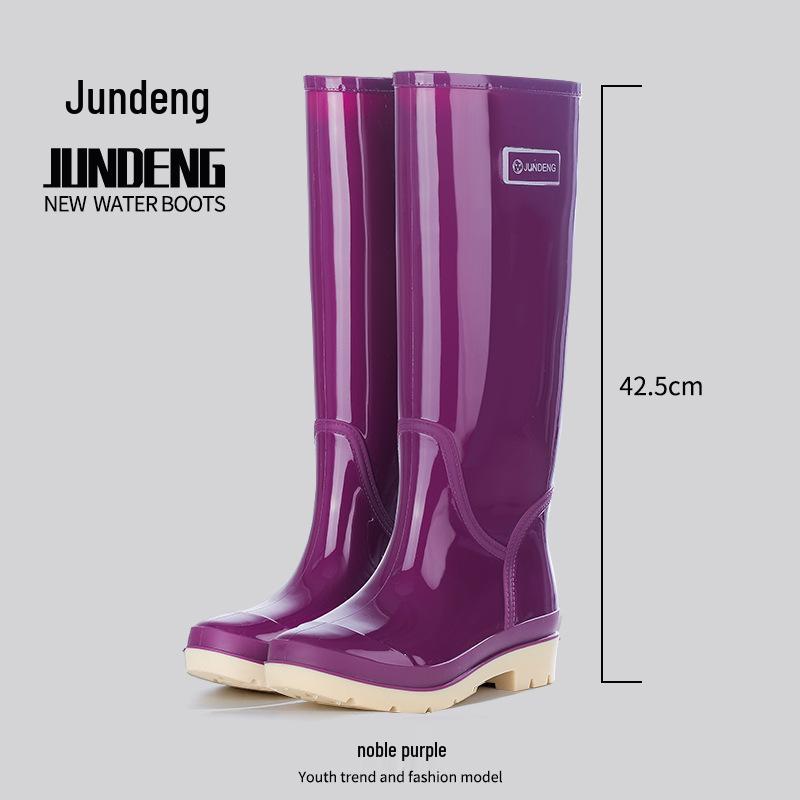Женские 42 см Очень Высокие Нескользящие Утолщенные Водонепроницаемые Резиновые Сапоги для Путешествий, Уборки Столовой и Модной Носки