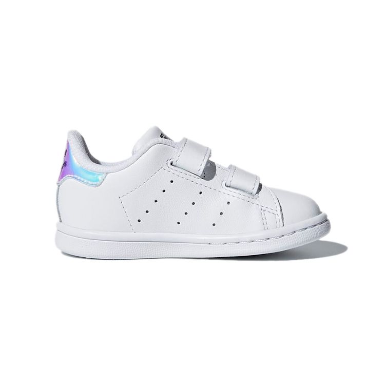 Adidas Originals Stan Smith Series Casual Comfortable Durable Low-Top Walking Shoes Baby Shoes White Silver AQ6274