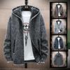 Men's Versatile Zipper Pocket Hooded Thick Knit Jacket for Autumn & Winter