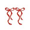 1 Pair of Fashionable and Elegant Red Ribbon Bow Earrings, Valentine's Day Style Earrings