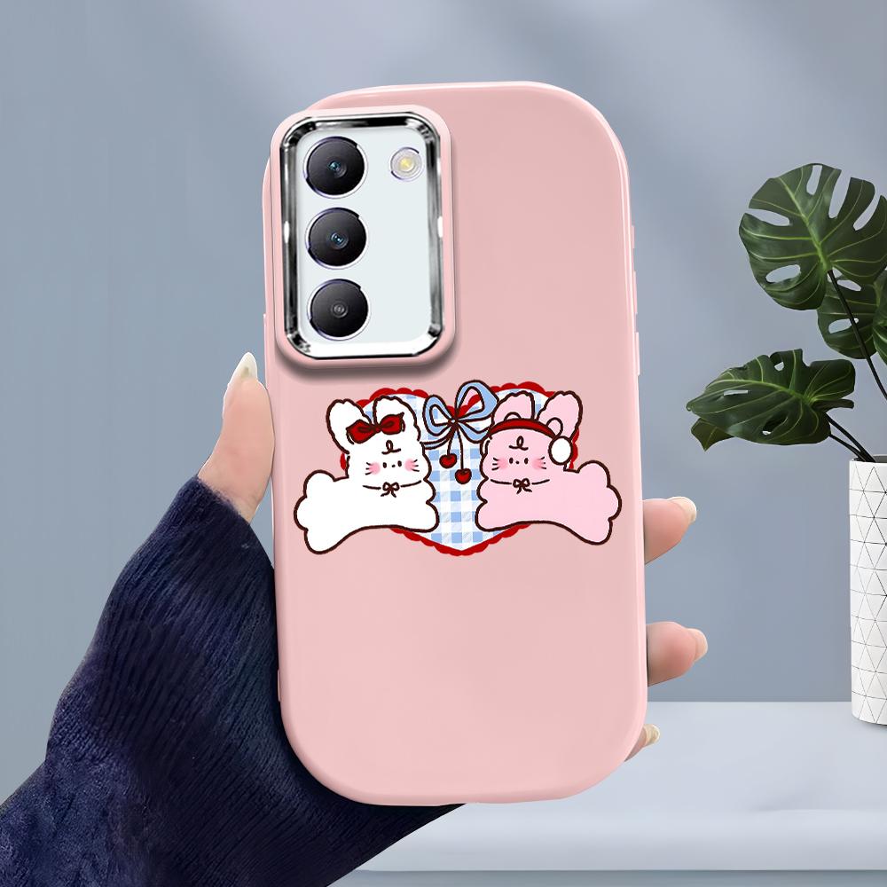 For OPPO A18 A38 A54 A60 A96 Reno12 F 8T 8Z Vivo V30 V40 Y15s Y22 Y27 Y30 Y36 Cartoon Cute Cat Soft Silicone Candy Color Phone Case