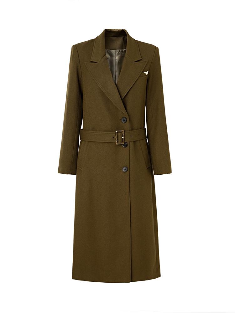 

тренч осень и зима женское маленькое среднее и длинное пальто темперамент ощущение продвинутости талия однобортное драпировка XL армия зеленый