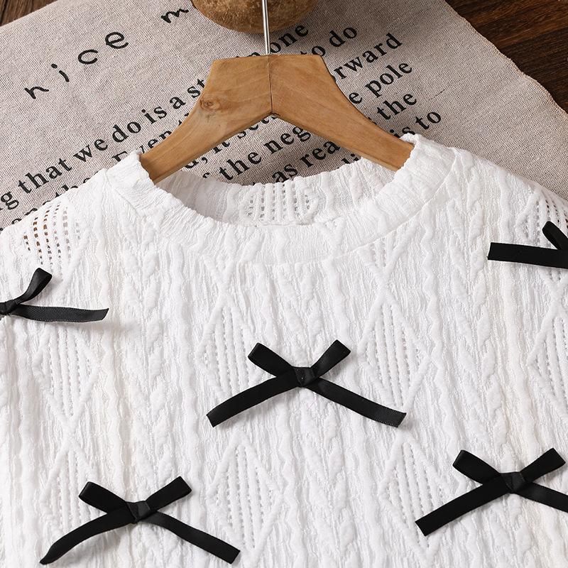 Flickors Mode Set Höst Barns Söt Rosett Långärmad Topp och Kjol Tvådelat Set