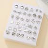 Popular 18 Pairs of Small Stud Earrings, Geometric Multi-pattern Cartoon Versatile Alloy Earrings