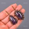 Amethyst Stone Hook Boho Drop Dangle Mothers day Electroformed Earrings Copper V-111