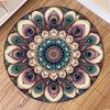 Runder Mandala-Blumenmuster-Teppich Boho-Stil Matte Rutschfest Fleckenbeständig Langlebig für Wohnzimmer Schlafzimmer Heimdekoration