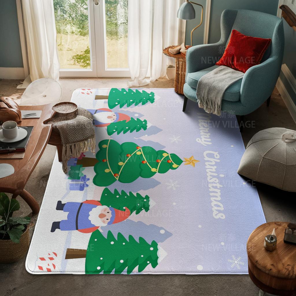 House Entrance Carpet Home Door Mat Living Room Bath Foot Bathroom Non-slip Water Absorption Rugs Bath Merry Christmas Winter
