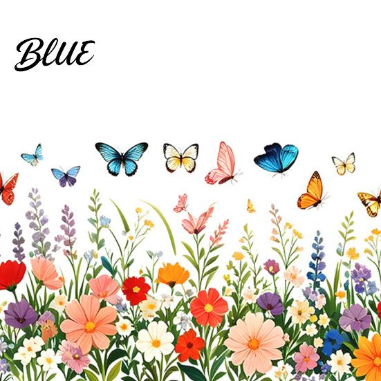 Beschädigungsfreier Glasaufkleber Bunte Blume Schmetterling Fensterfolie Wasserdicht PVC Statischer Aufkleber Abnehmbar Ohne Klebstoff für Haus Schlafzimmer Küche Dekoration