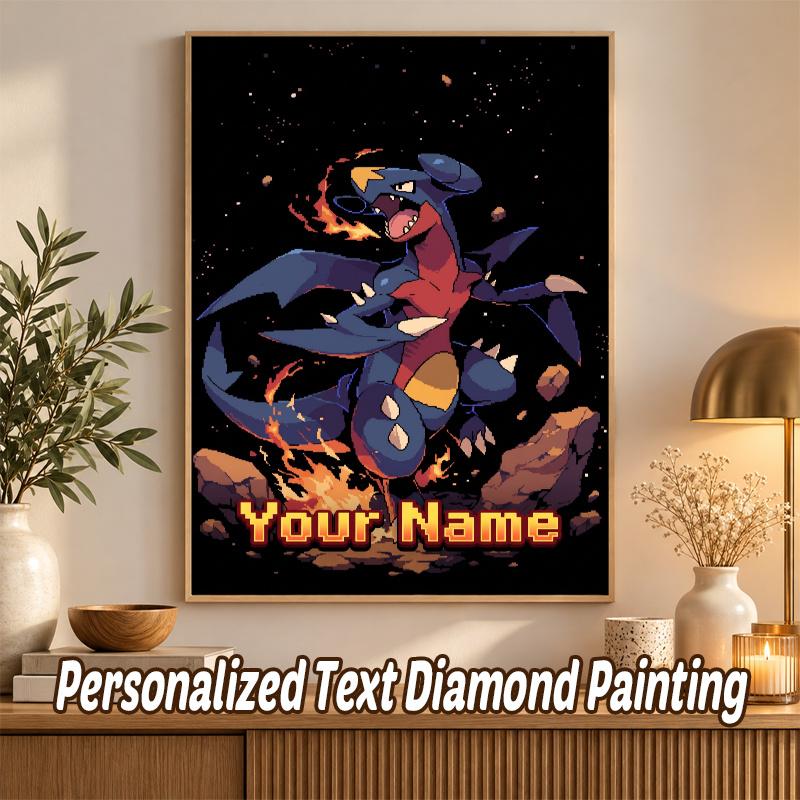 Garchomp Custom Name Diamond Painting Personalized 5D Full Drill DIY Diamond Art Home Decor