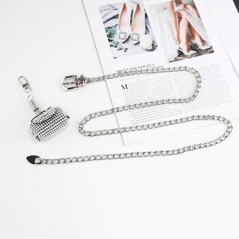 Chain Waistband Silver With Small Bag Womens Clothing Dresses Accessories Coats
