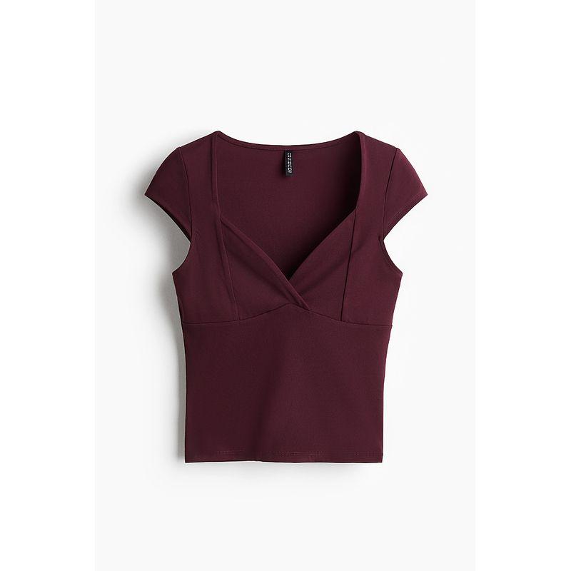 

HM 2025 Summer New Arrival Women s Cover Sleeve Tops 1301402 Burgundy 155/80