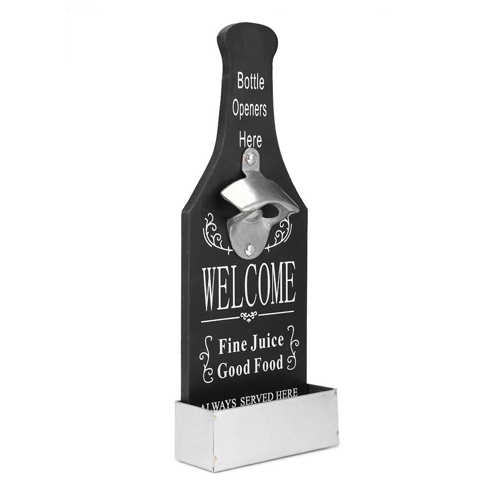 

Креативная открывалка для бутылок пива, деревянная настенная открывашка для бара, домашнего ресторана, украшение стены, кухонная открывалка для бутылок вина, винтажный стиль чёрный