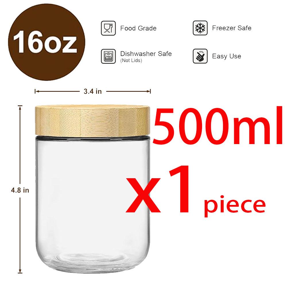 16oz Glass Jars with Airtight Bamboo Lids,Overnight Oats Containers,Wide Mouth Mason jars for Salad,Yogurt,Sugar,Snacks,Spices