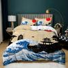Japanese Style Duvet Cover Pillowcase 3D Pattern Ukiyo-E Wave Bedding Set Adult Bedroom Decoration Single Double Large Size