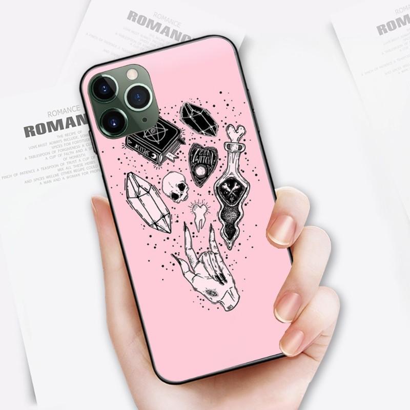 Witches Moon Tarot Čarodějnický obal na telefon pro iPhone 14 13 12 11 XS X 8 7 6 Plus Mini Pro Max SE 2022 Měkký černý kryt na telefon