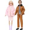 Winter 11.5'' Doll Clothes Couple Puffy Warm Coat Knit Dress Lady Men Jacket Tops Pants Boots Shoes 30cm Doll Accessries Gift