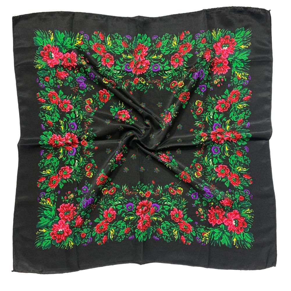 70*70Cm Floral Print Russian Scarf National Style Square Bandana Boho Women Headscarf Ethnic Shawls Female Handkerchief