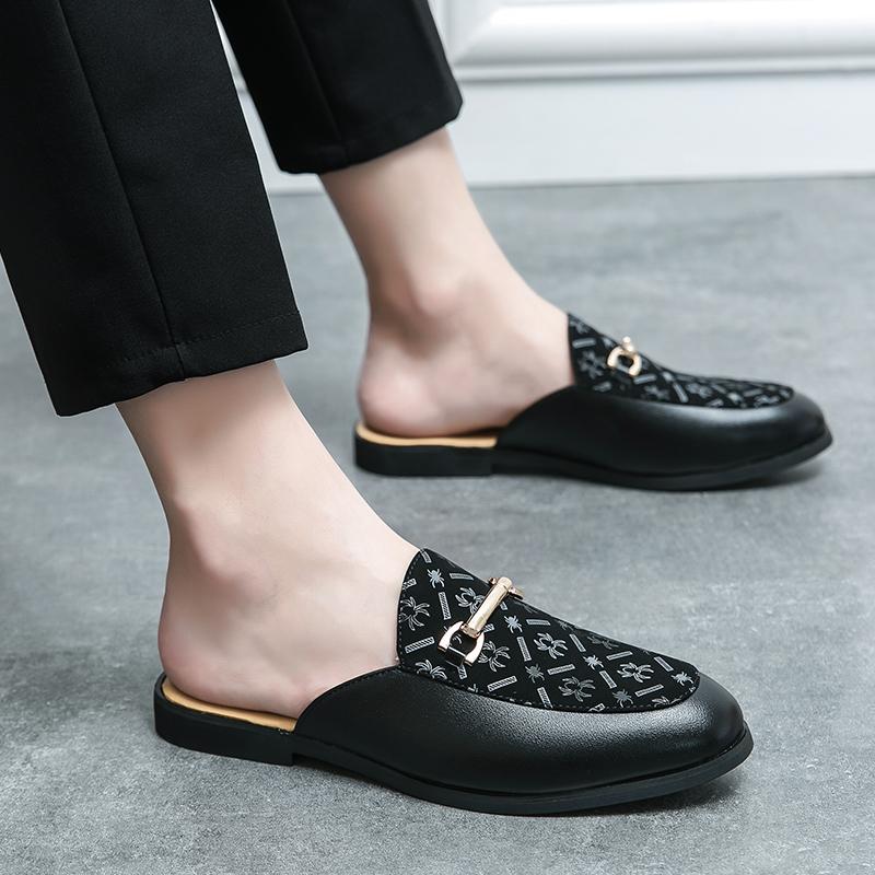 Fashion Handmade Fashion Muller Shoes Summer Low Heel Male Muller Flats Comfortable Half Drag Breathable Business Casual Mens Slippers