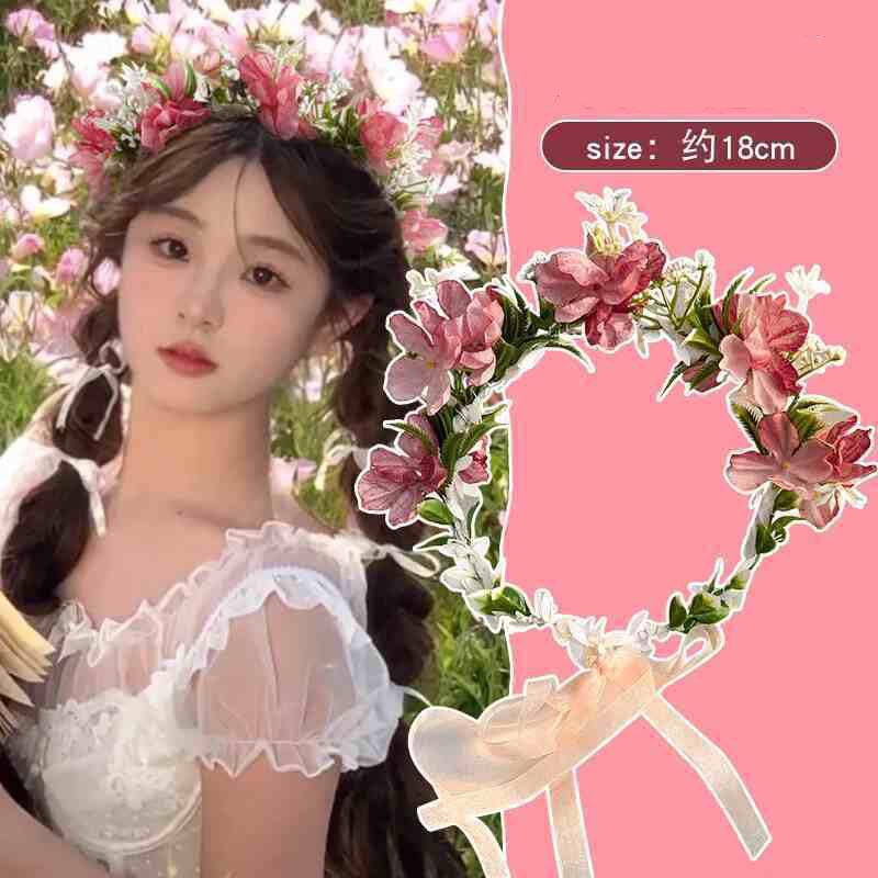Flower Garland Headdress, Princess Forest Hair Headband, Flower Girl Dress, Wedding Headdress, High Beauty Headband, Hair Accessory