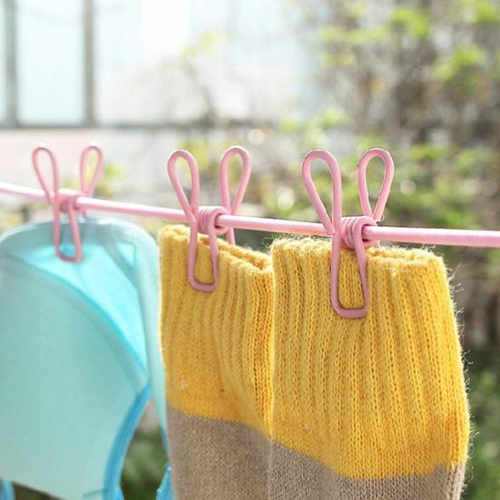 Portable Elastic Windproof Drying Clothes Hanger Clothes Line with 12 Clips
