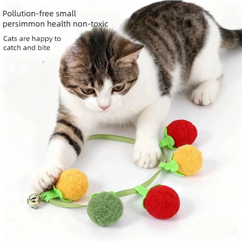 Juguete de Cuerda Teaser de Tomate Duradero para Gatos con Cascabel Juguete Interactivo para Gatitos de Juego Automático Alivio del Aburrimiento Suministros Esenciales para Mascotas para Gatos