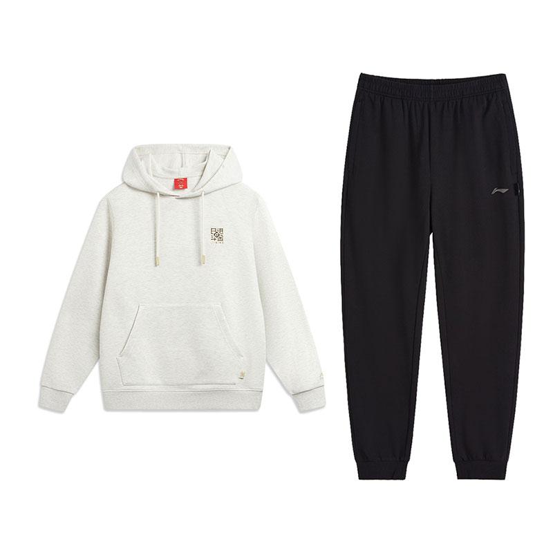 

Li-Ning Fashion Loose Pullover Long Sleeve Top Comfortable Long Pants Casual Sports Suit Men suit AWDW111-4+AKLVB43-1 XL