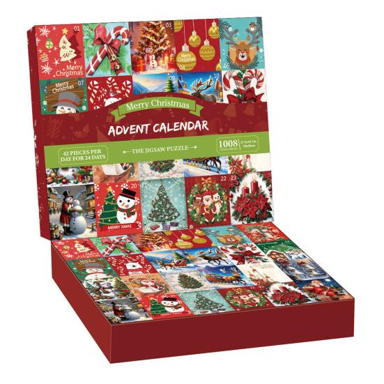 Christmas Advent Calendar Puzzle 1000 Christmas Countdown Jigsaw Puzzle Winter Santa Snowman