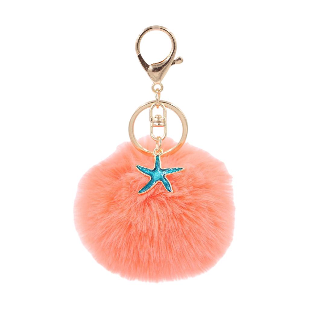 Soft Plush Starfish Keychain Accessory Durable Starfish Furry Sphere Keychain Key Chain Accessory for Fashion Lovers