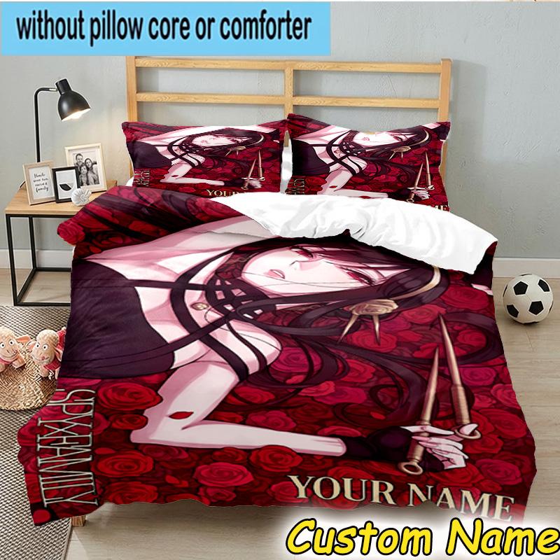 3pcs Custom Name Fantasy Adventure Anya Bedding Set Includes 1 Duvet Cover & 2 Pillowcases for All Seasons Dormitory Home Decor Christmas Gifts